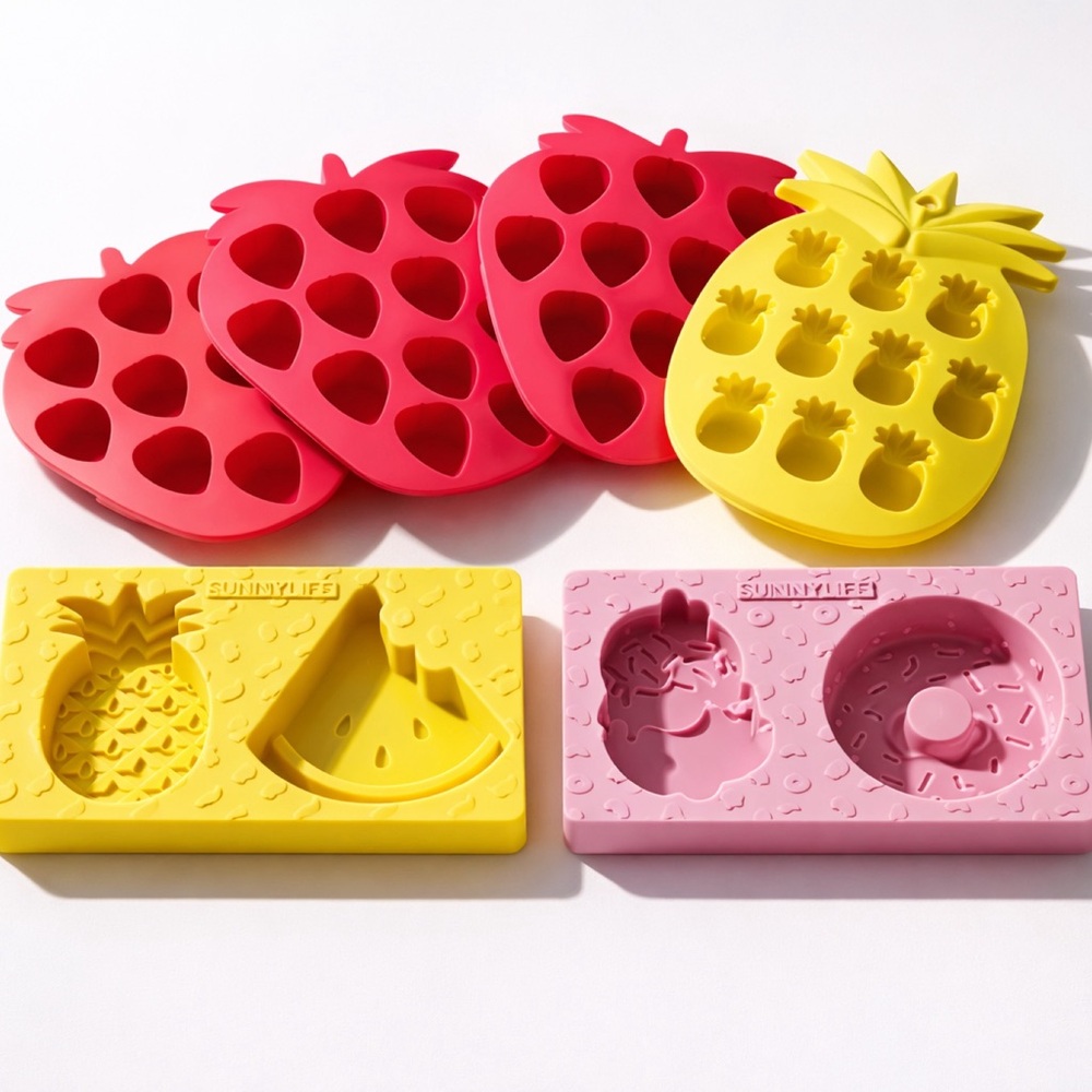Sunnylife Red and Yellow Fruit and Donut Silicone Molds